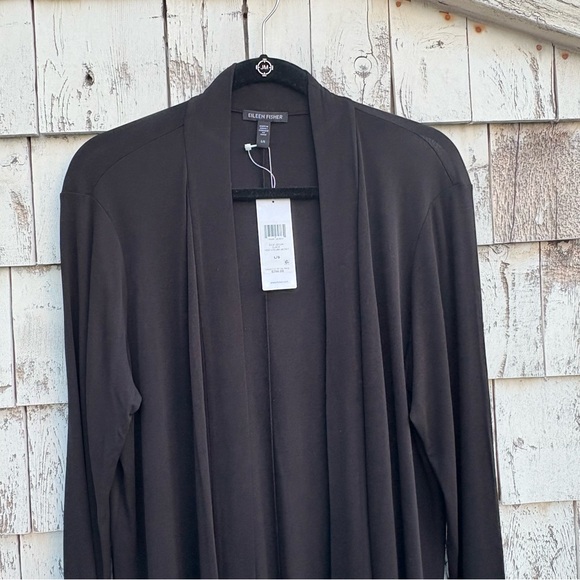 Eileen Fisher 100% Silk Black High Collar Women’s Jacket Sz.L - Picture 5 of 8